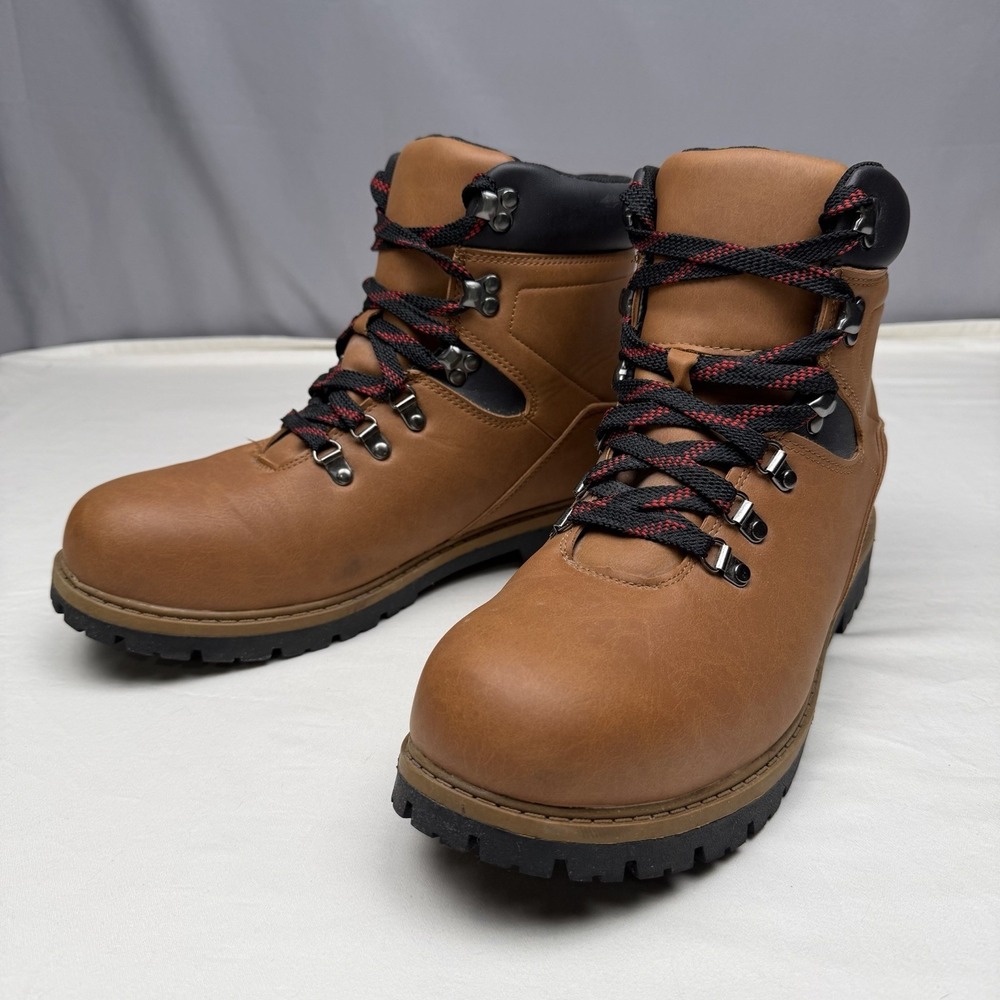 OZARK TRAIL Red Lace Brown Waterproof Leather Hiking Boots Men's Size 12